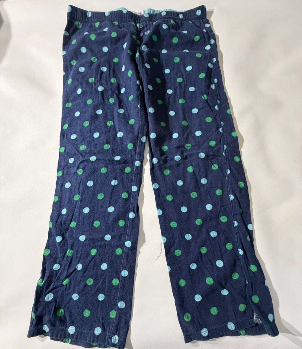 Aero Pajama Pants Size M Blue Green Polka Dot Cotton Sleep Lounge